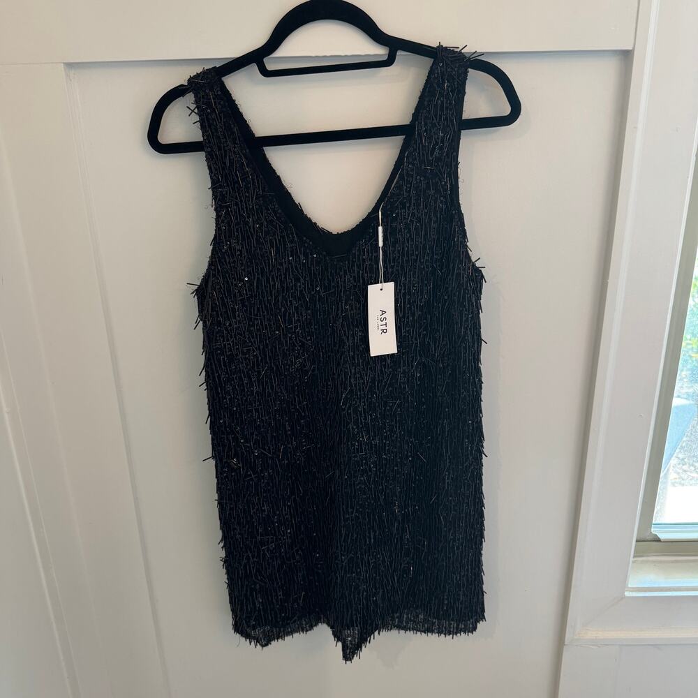 ASTR The Label NWT Emani Sequin Beaded Mini Dress Sleeveless Size Medium Glam - Picture 3 of 8